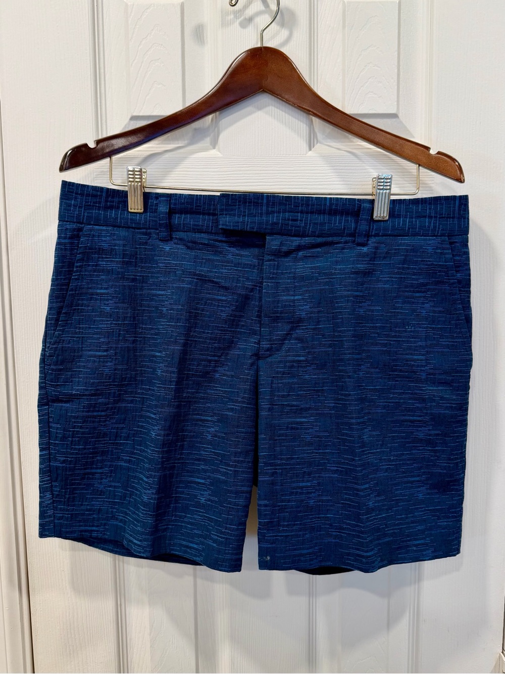 Mr. Turk Men’s Navy Patterned Tailored Shorts - Size 32